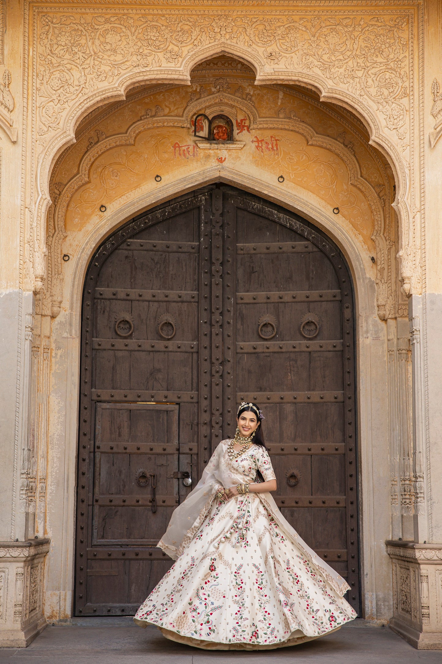 Ivory White Resham Handwork Lehenga