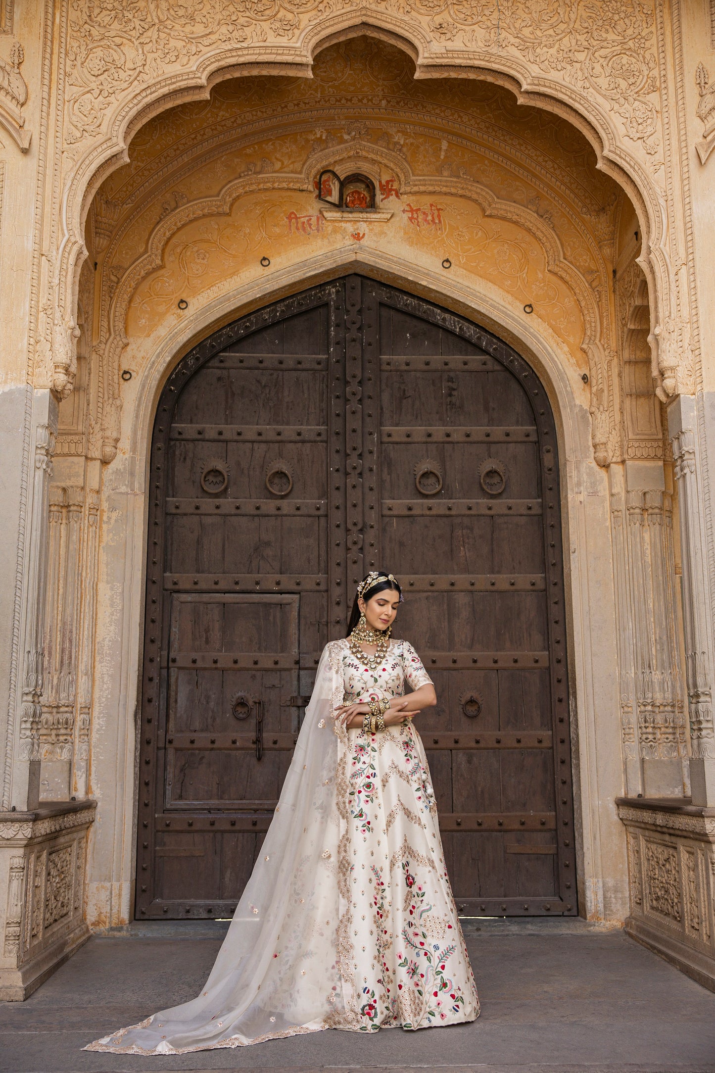 Ivory White Resham Handwork Lehenga