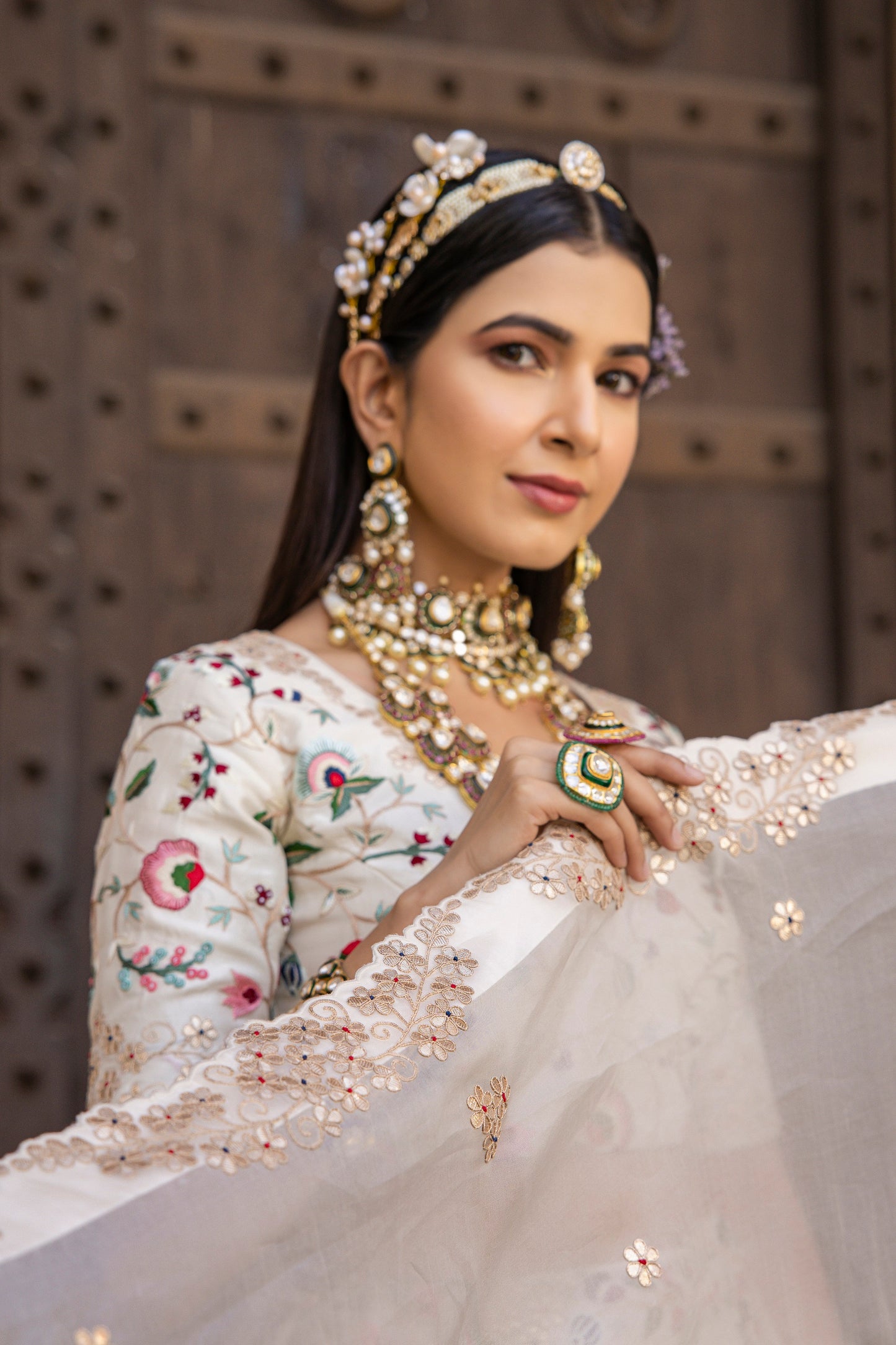 Ivory White Resham Handwork Lehenga