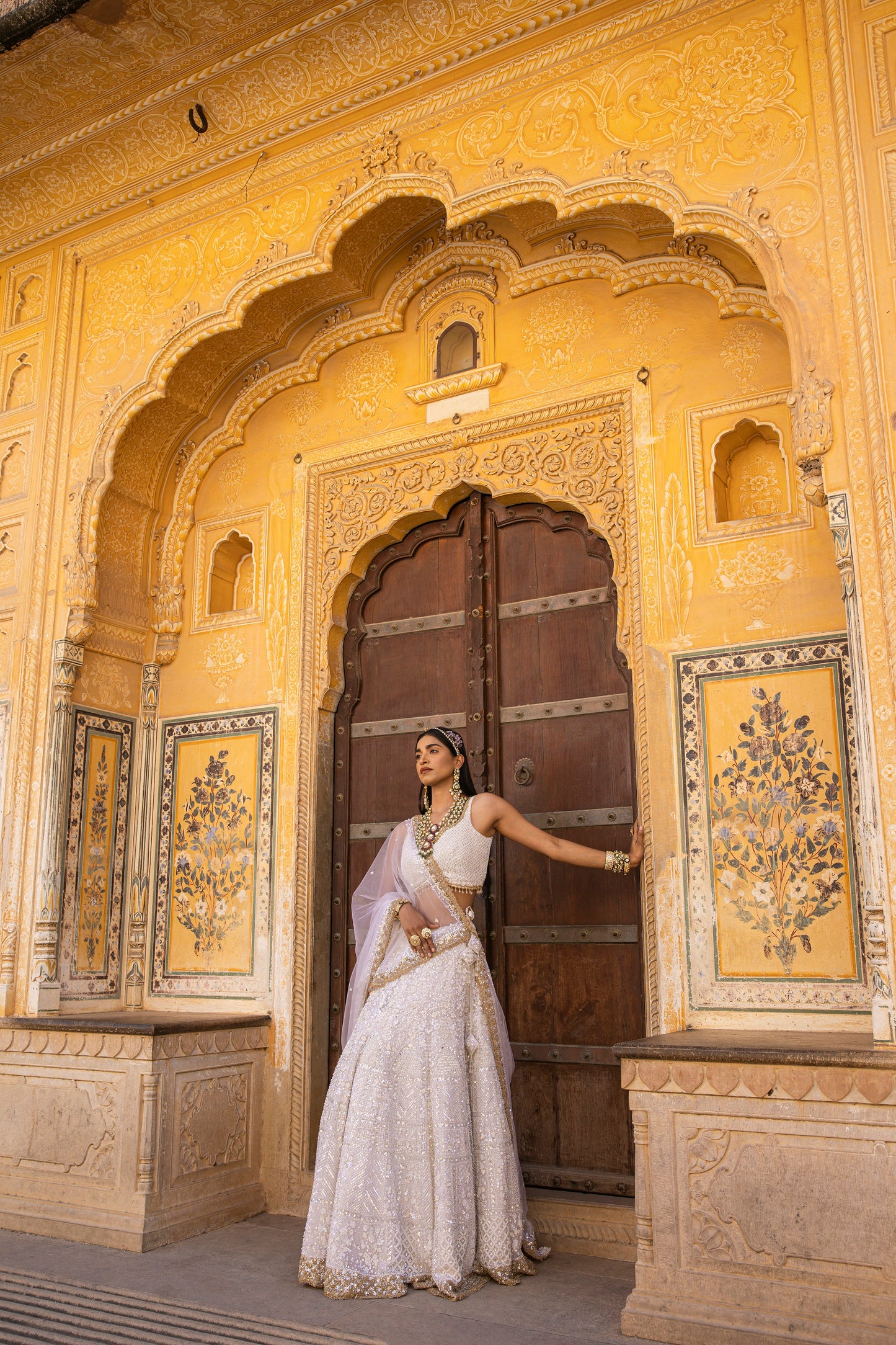 Pearl White Moti Work Lehenga Set