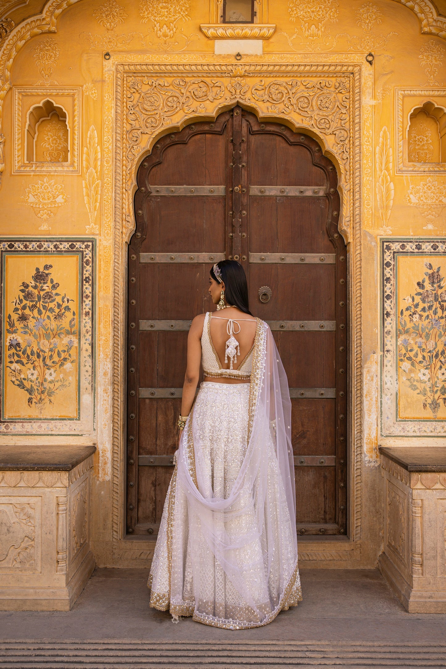 Pearl White Moti Work Lehenga Set