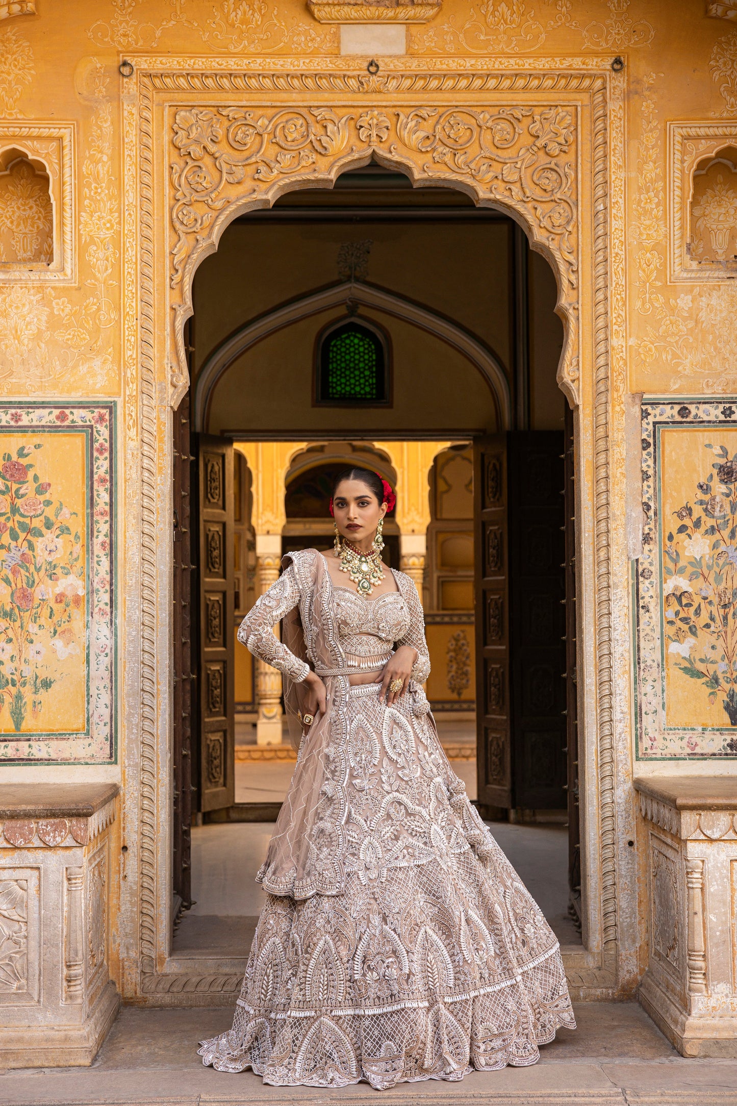 Rose Mauve Pearl Work Lehenga With Blouse And Dupatta