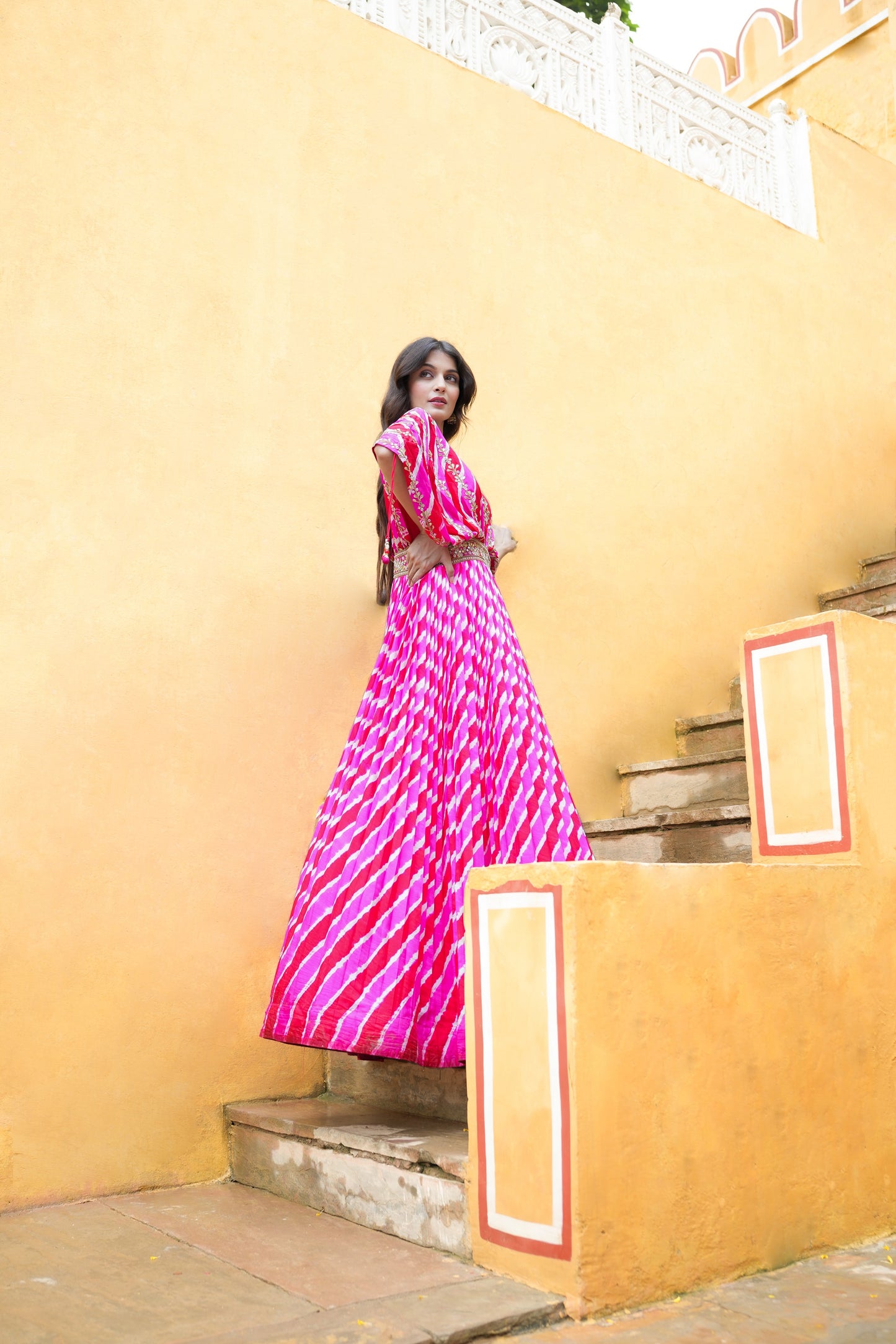 Lehariya Long Gown In Tessar Silk