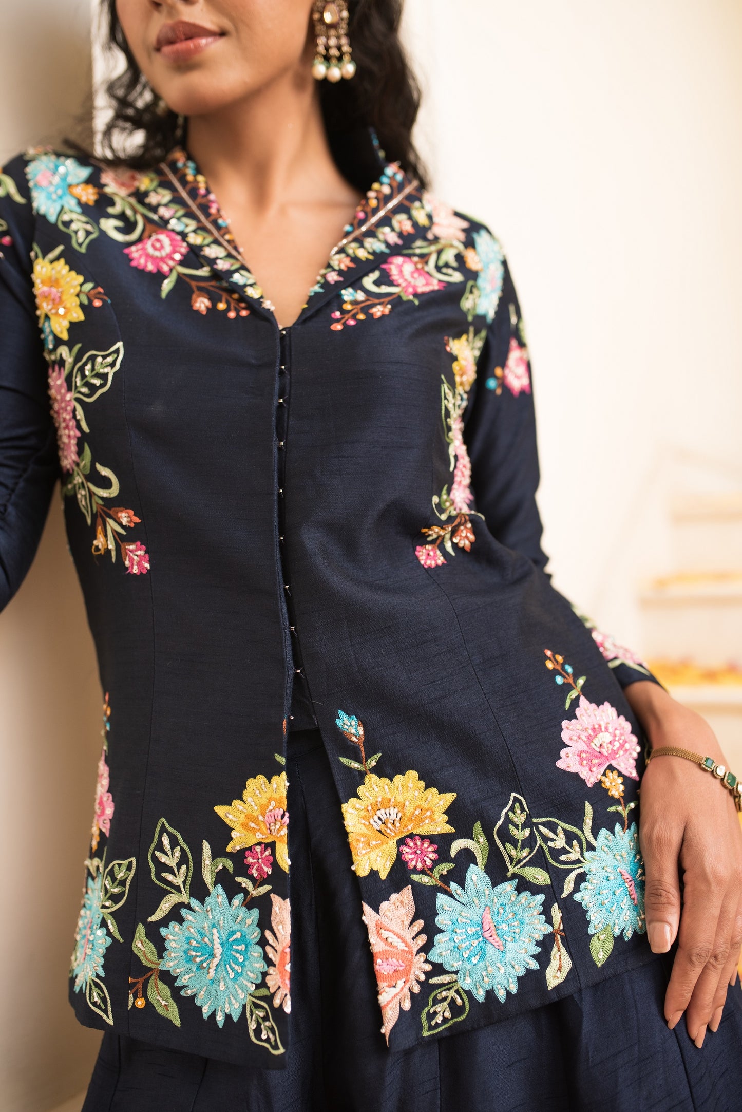 Midnight Blue Embellished Palazzo Set