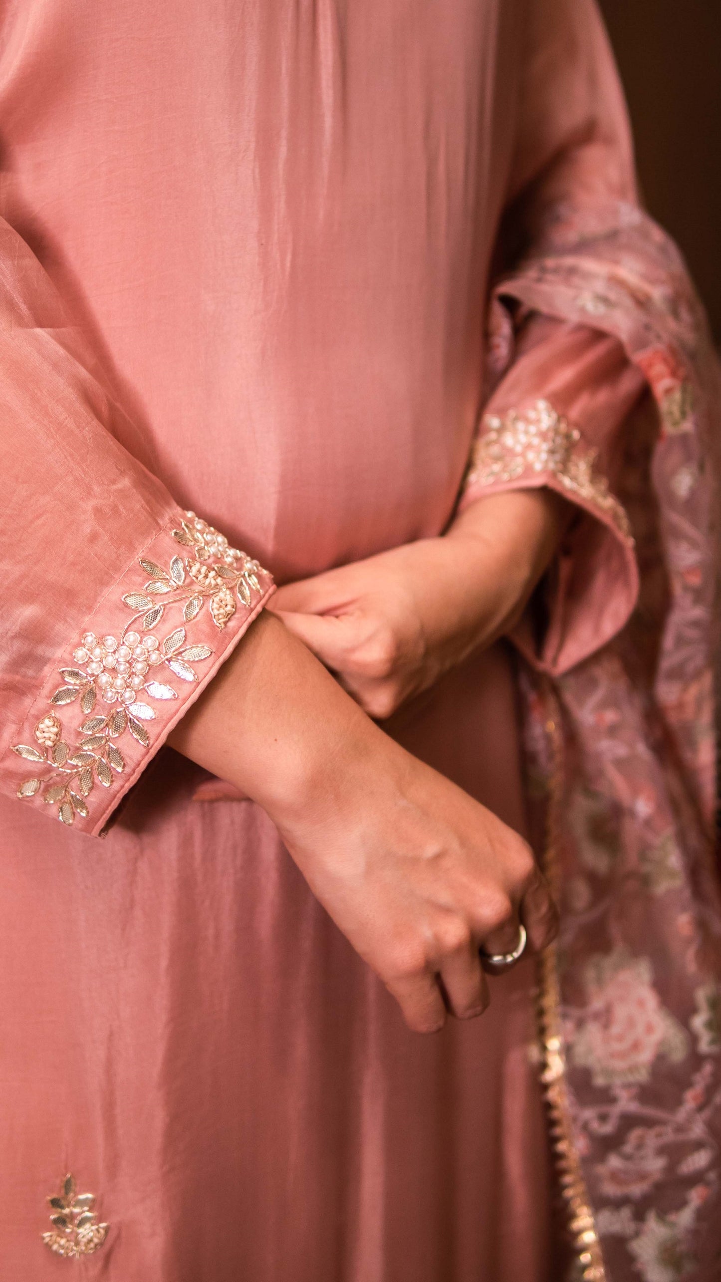 Soft Pink Kurta With Palazzo And Dupatta