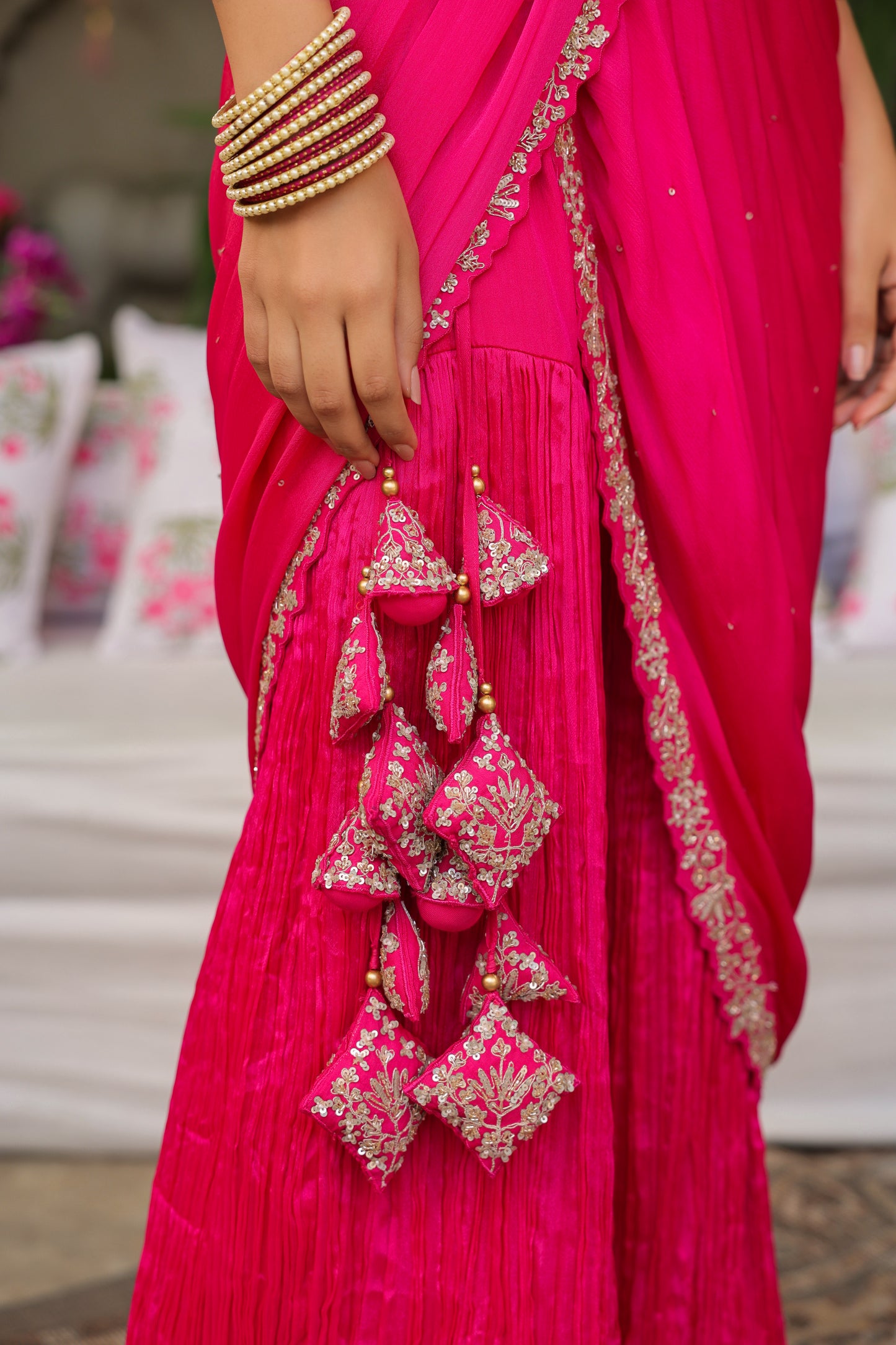 Magenta Pink  Drape Sharara Set