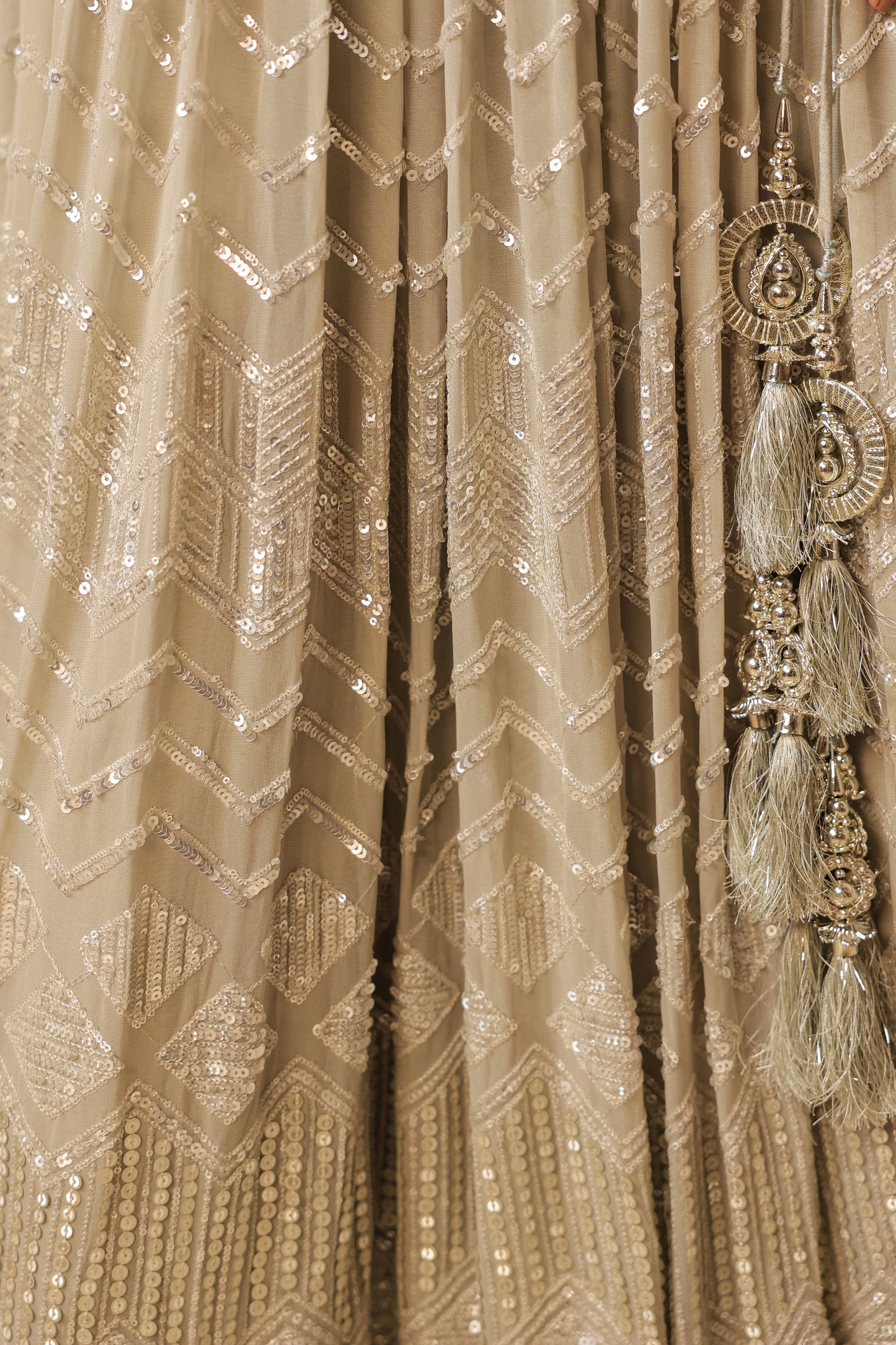 Harbor Grey Georgette Crop Top And Skirt