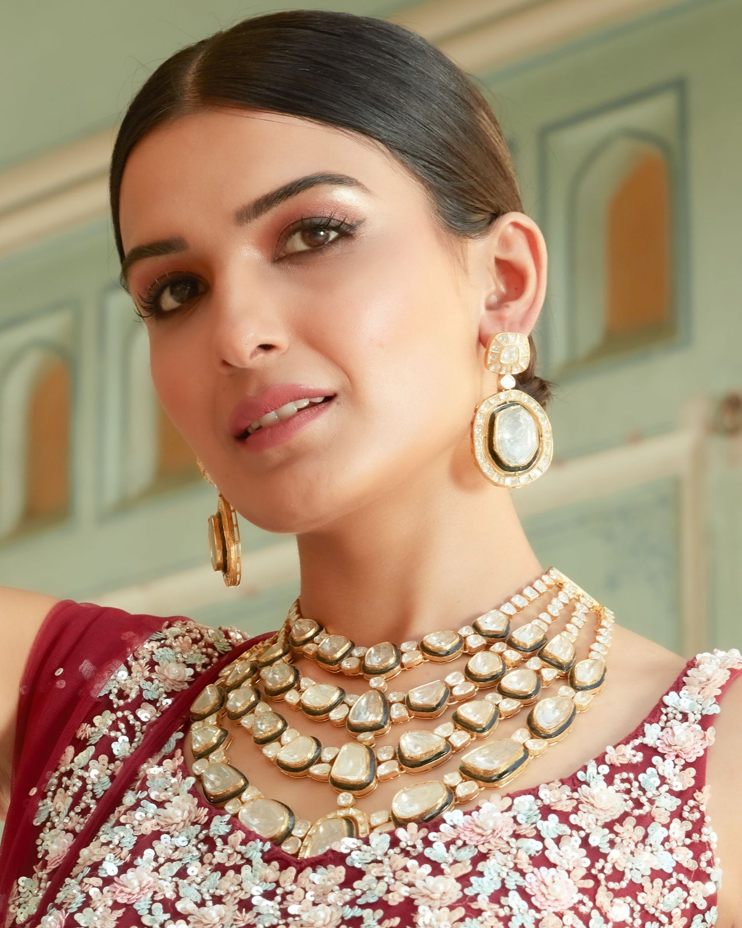 Wine Multi Colour Sequin Embellished Lehenga Choli Set