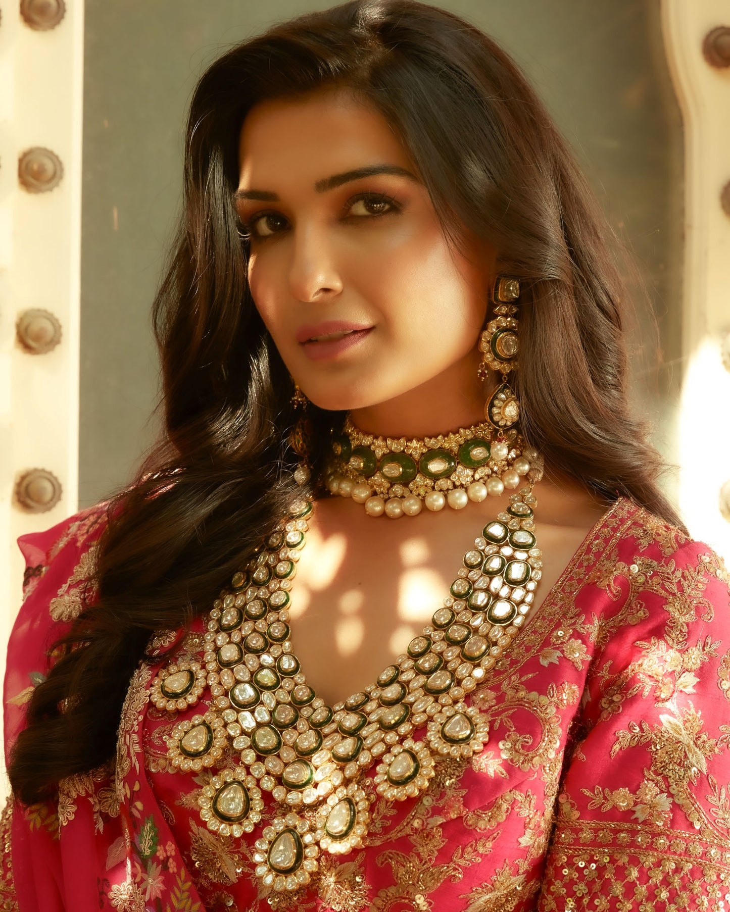 Magenta Pink Lehenga Choli Set In Raw Silk With Multi Color Resham And Zardozi Work