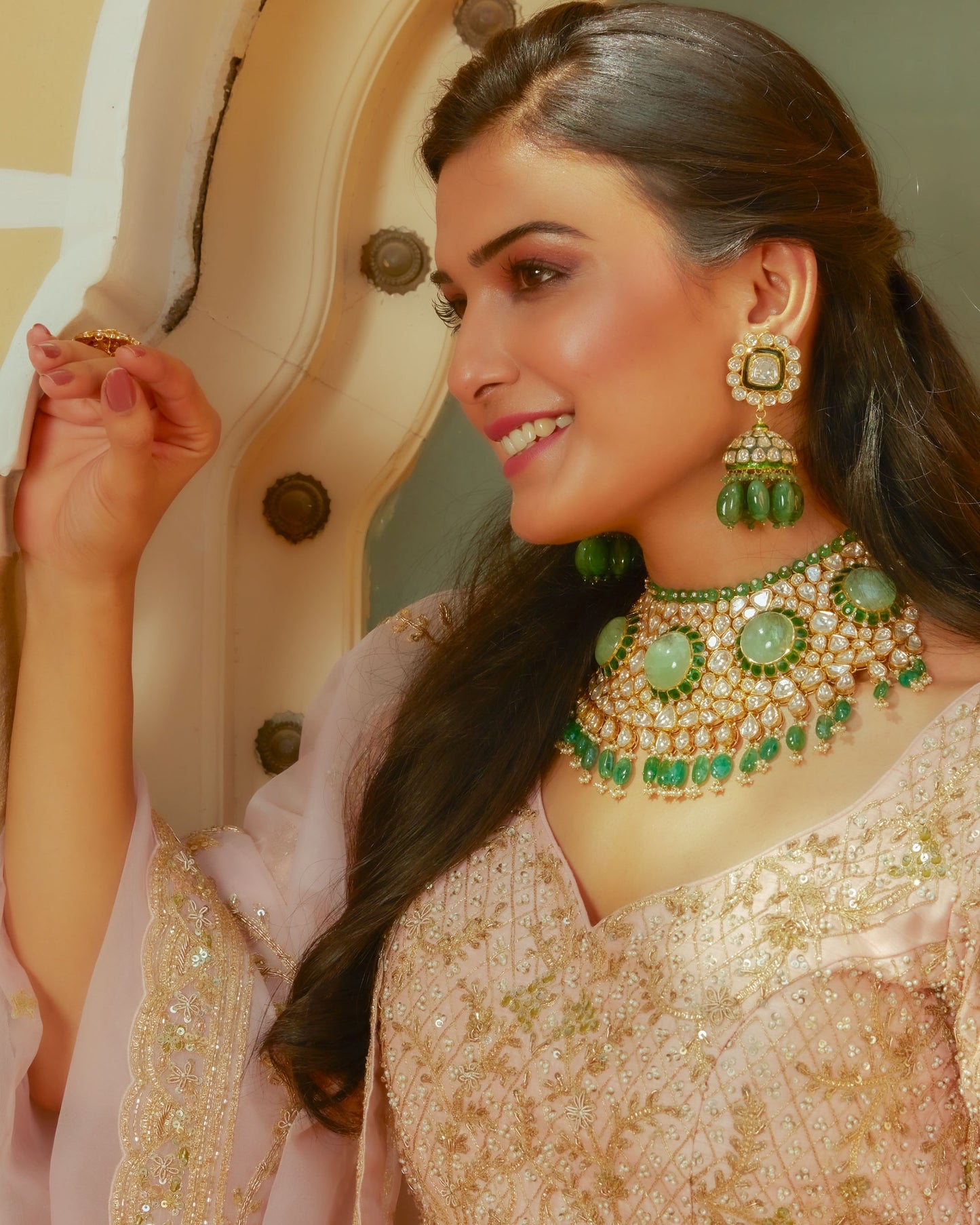 Pastel Pink Raw Silk Lehenga Having Royal Heritage Motifs In Zardozi Work With Choli And Dupatta