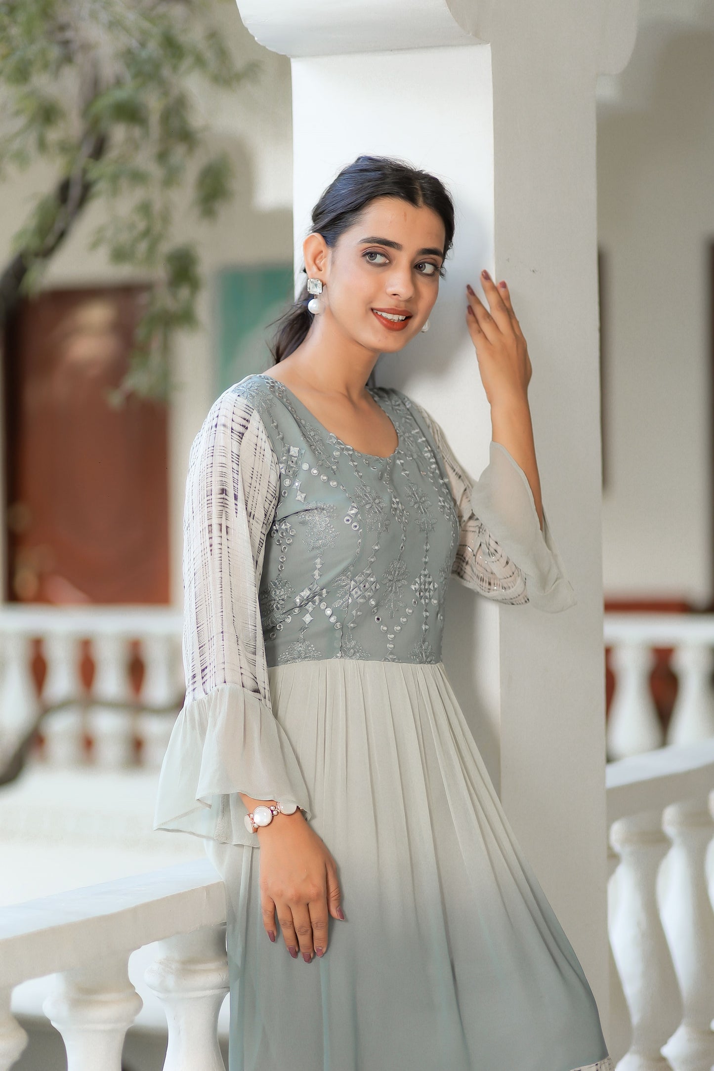Grey Shaded Anarkali Dress