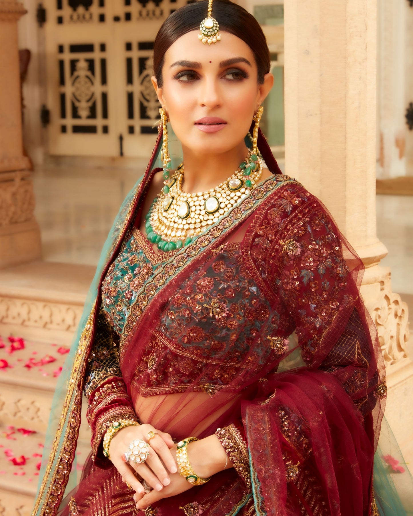 Maroon Soft Net Lehenga With Heavy Embroidery Of Tube, Sequin, Resham, Zari And Moti