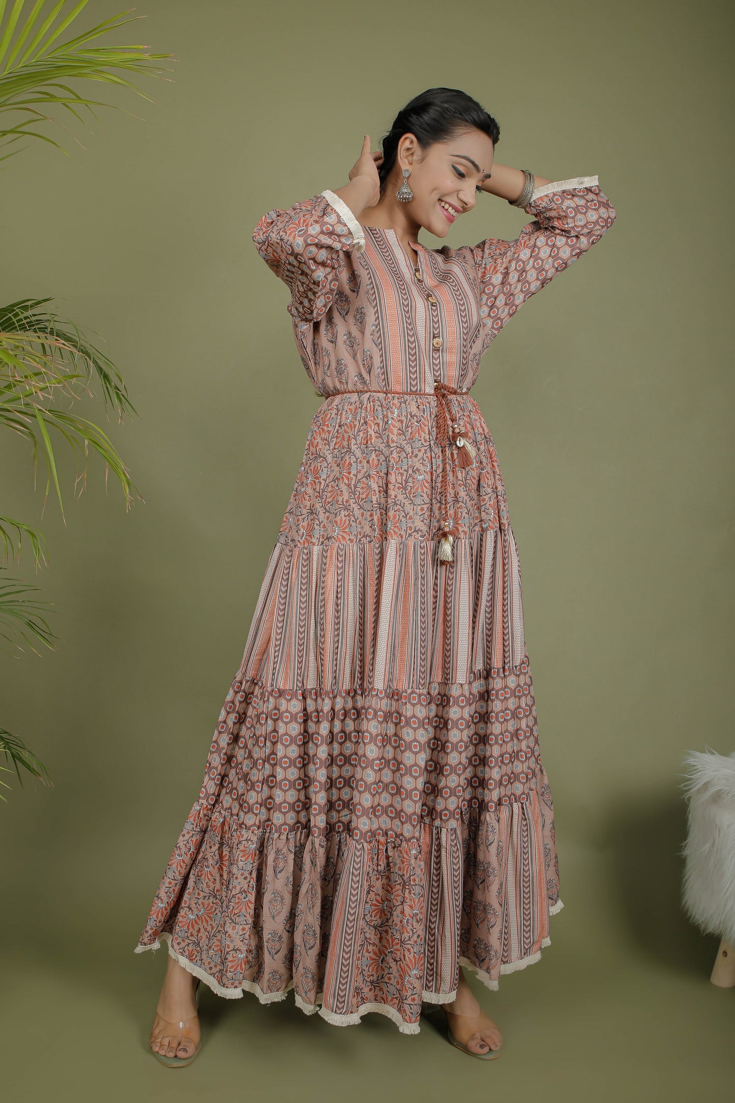 Multi-Printed Cotton Silk Anarkali Dress