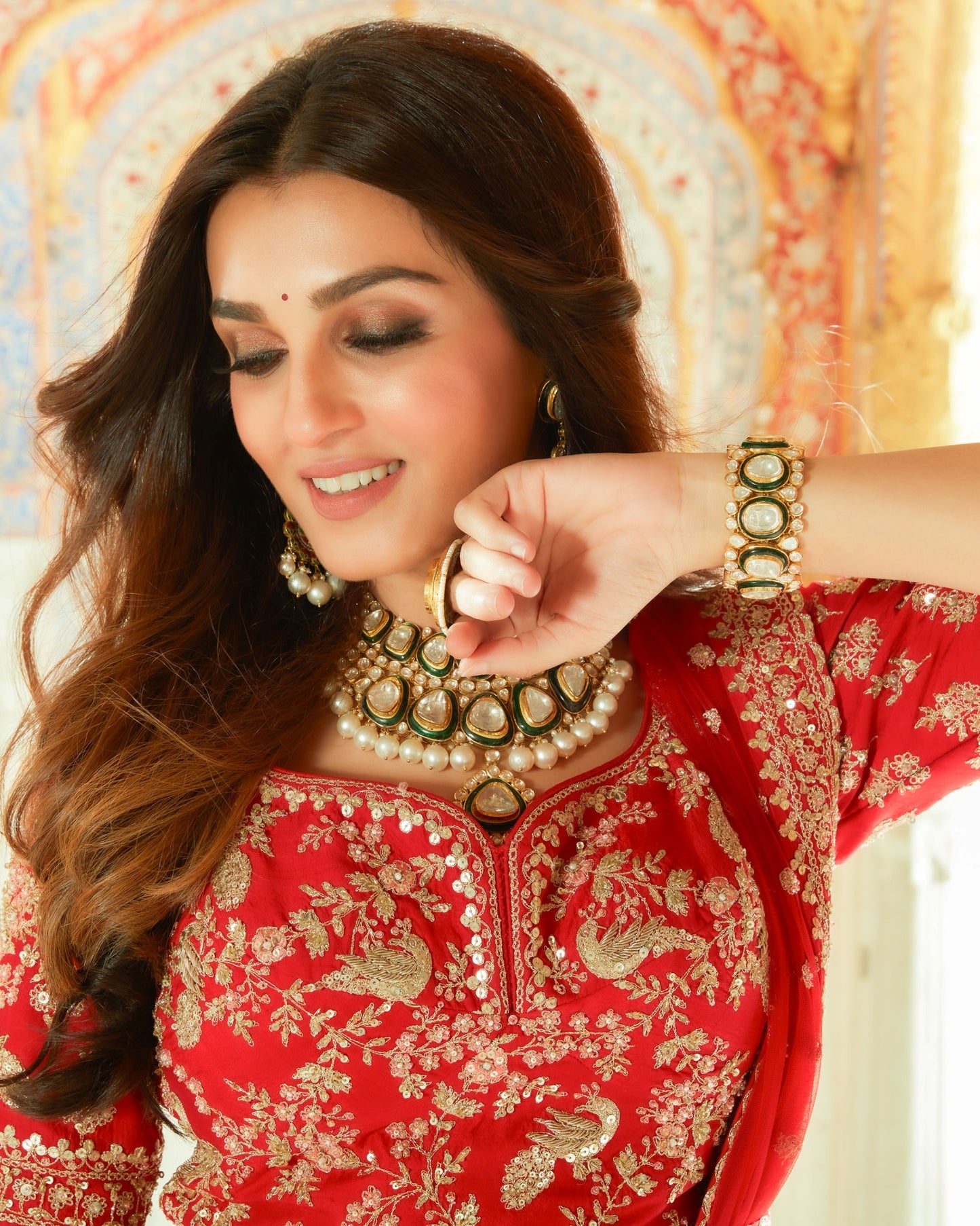 Dastur Red Royal Heritage Lehenga And Choli Set In Geometric Floral Motifs Embroidered With Sequin, Zari, Cut Dana, Moti And Zardozi