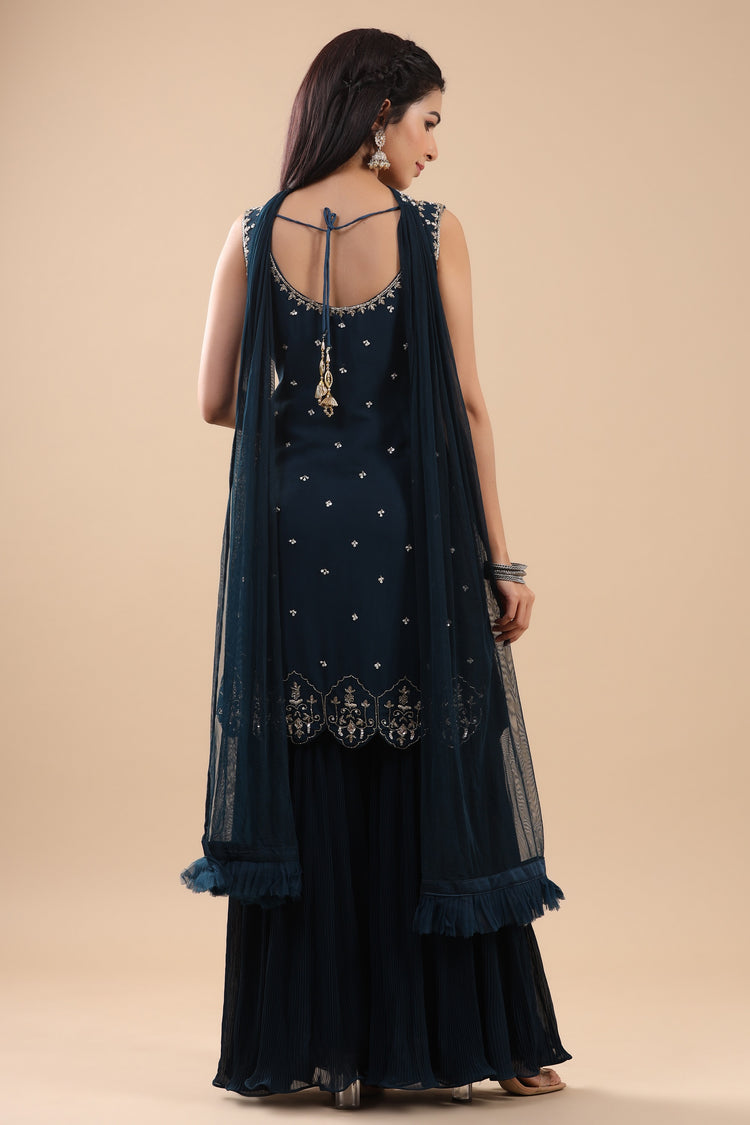 Blue Kurta Sharara set