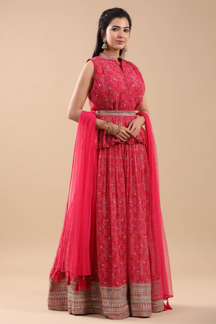 Bandhani Printed Peplum Set
