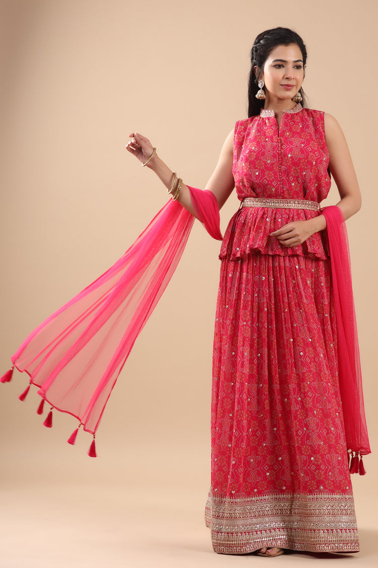 Bandhani Printed Peplum Set