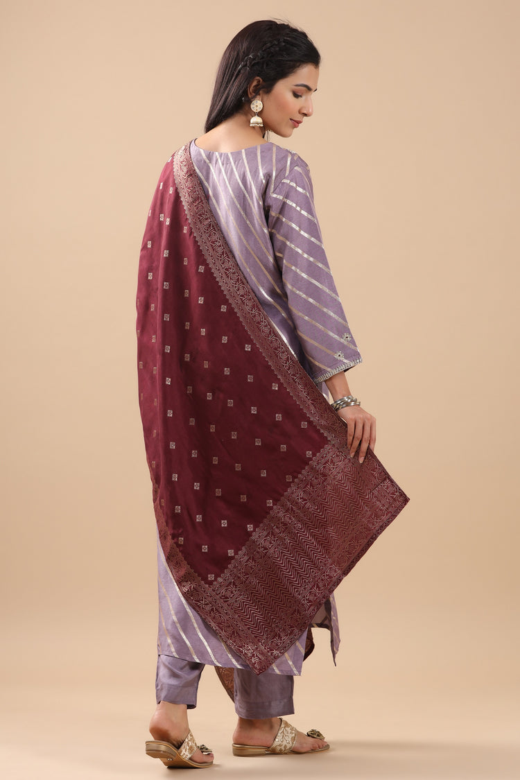 Silk Zari Woven Kurta Pant Set