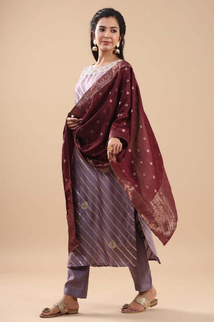 Silk Zari Woven Kurta Pant Set