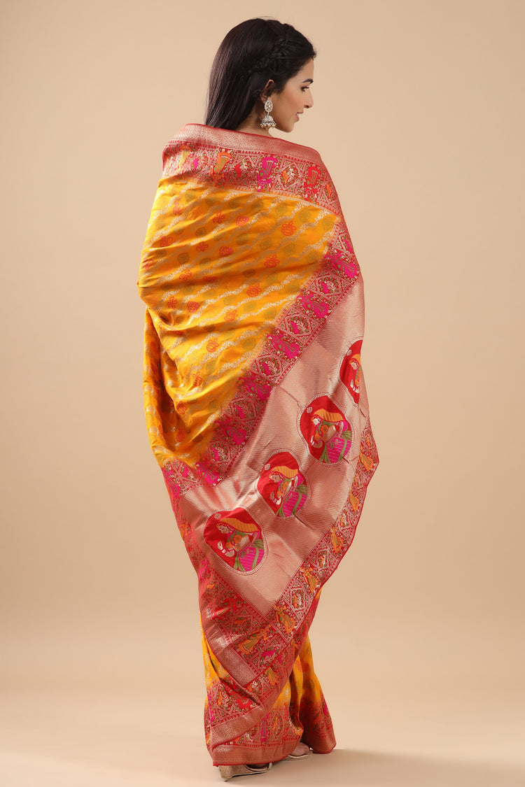 Golden Yellow Zari Woven Saree
