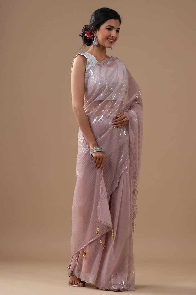 Sequinned Net Saree