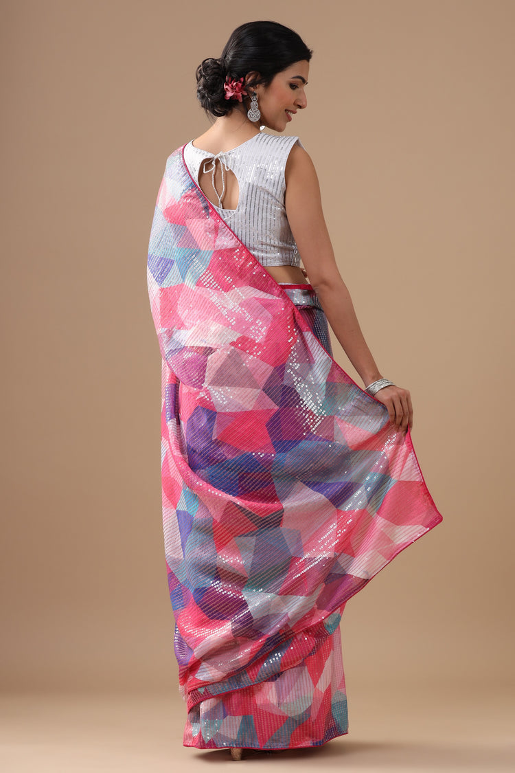 Multicolour Sequinned Saree