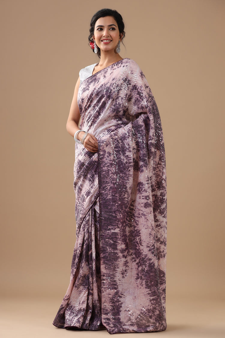 Purple Tye & Dye Saree