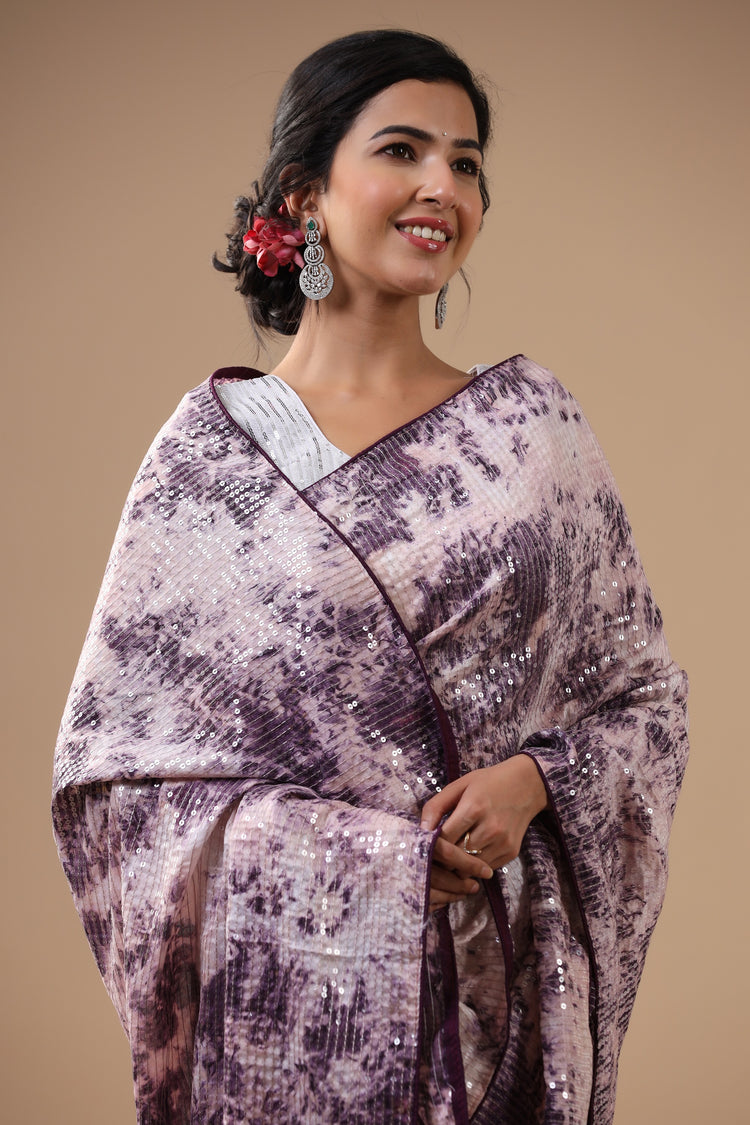 Purple Tye & Dye Saree