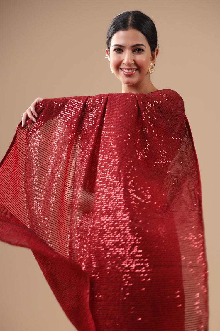Self Sequinned Cocktail Saree