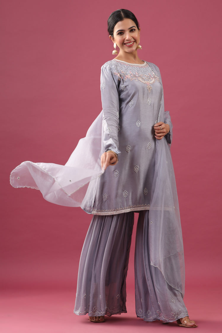 Muslin Silk Kurta Sharara set