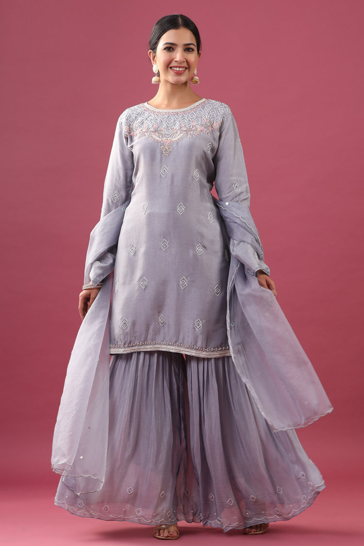 Muslin Silk Kurta Sharara set