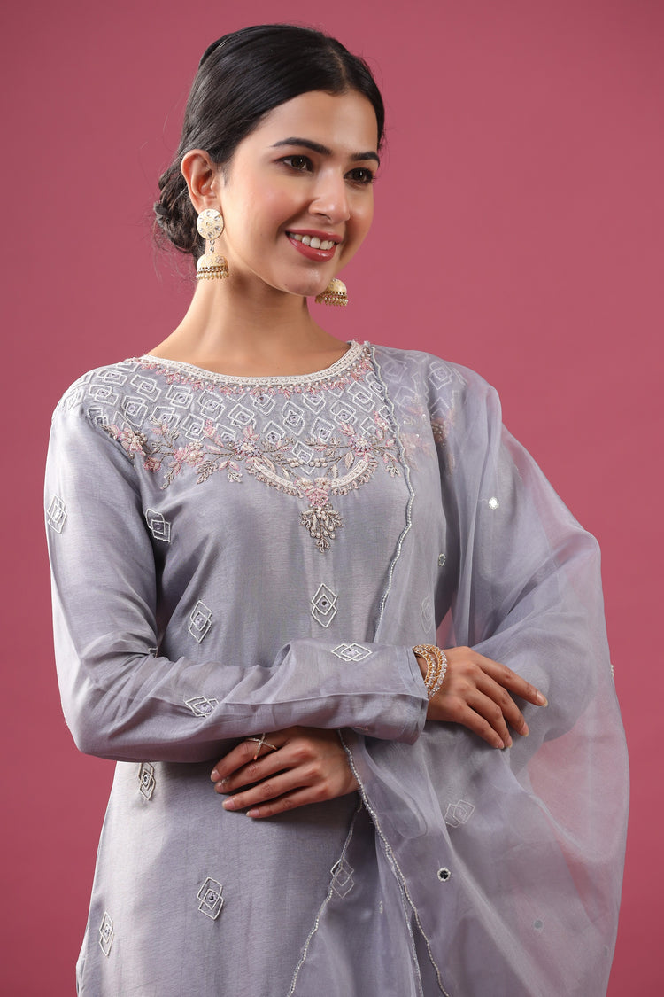Muslin Silk Kurta Sharara set