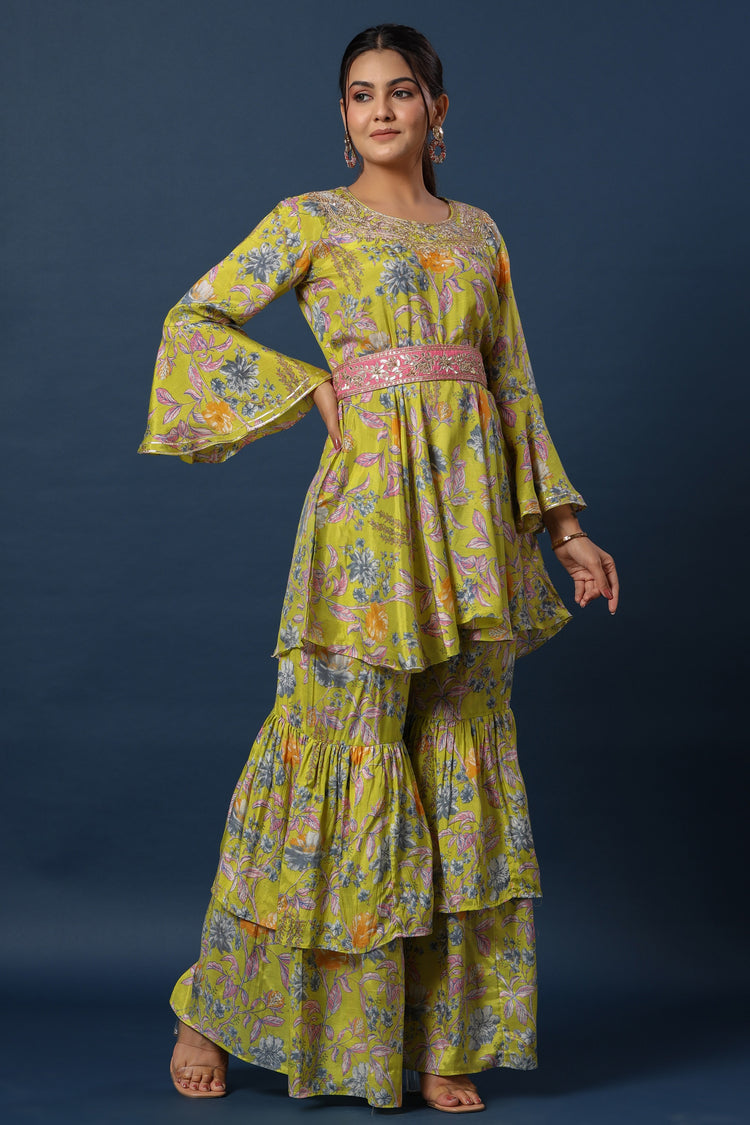 Printed Peplum with Sharara