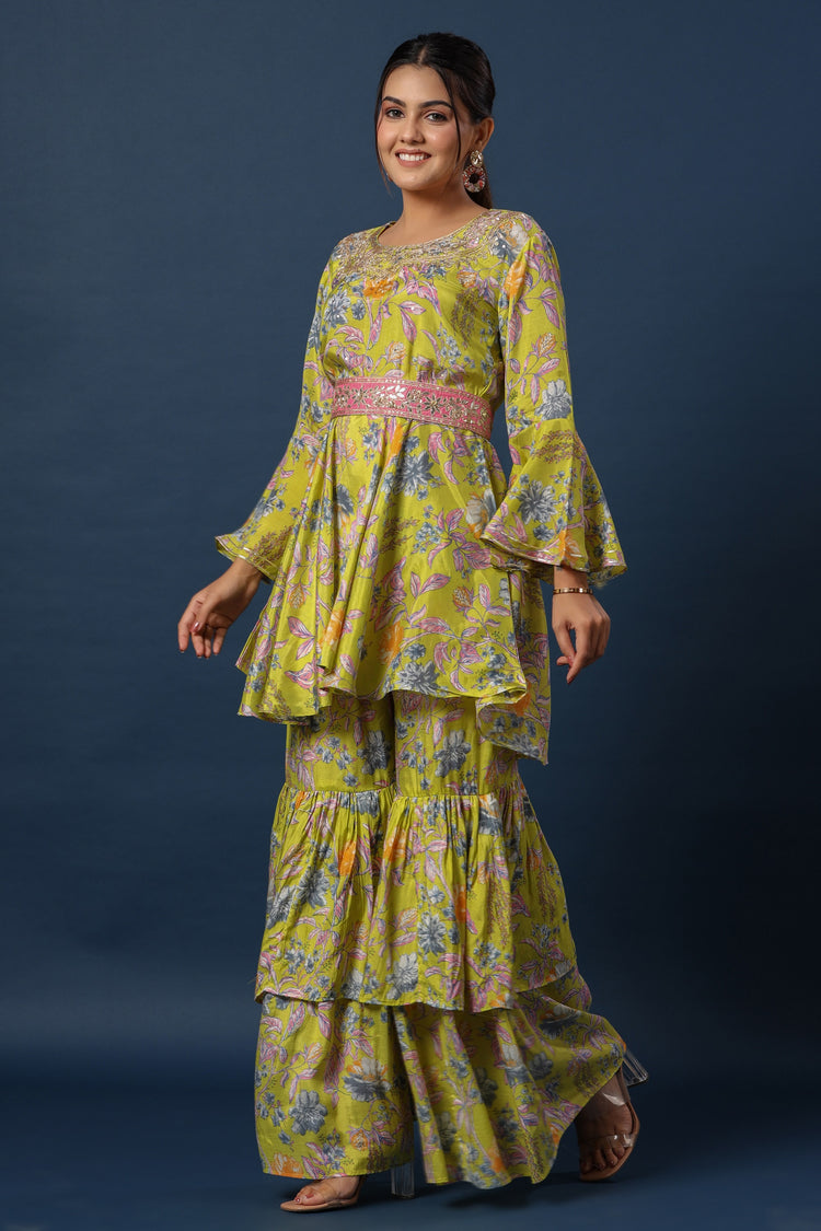 Printed Peplum with Sharara