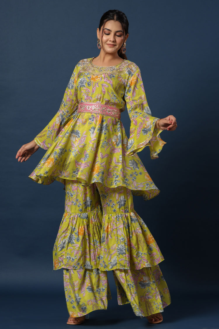 Printed Peplum with Sharara