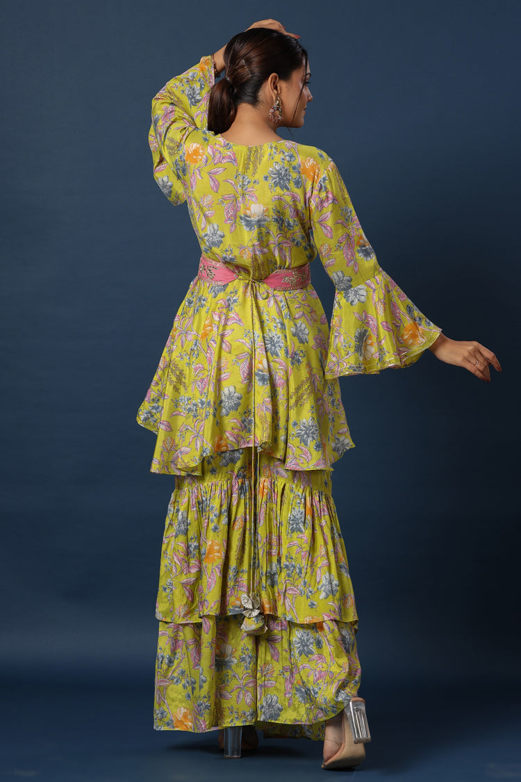 Printed Peplum with Sharara