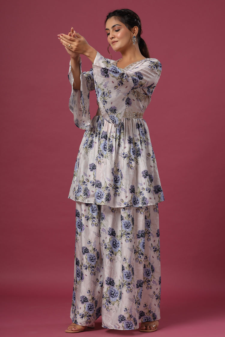 Printed Peplum Palazzo set