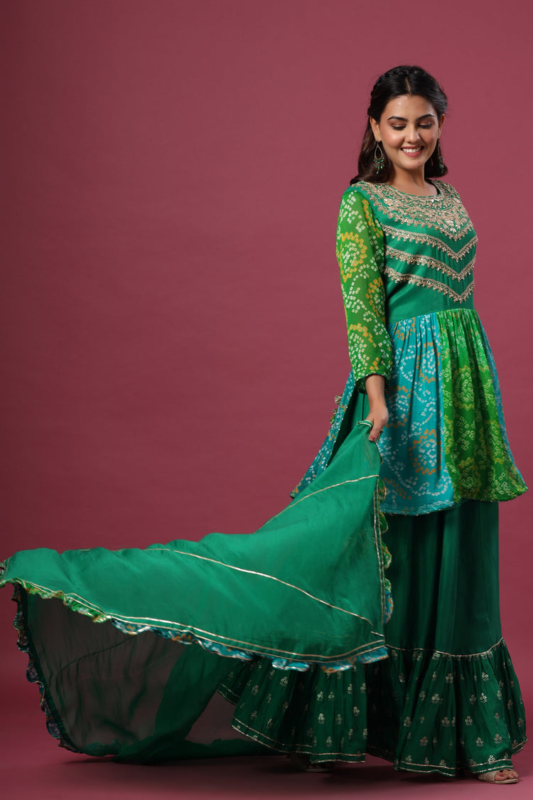 Bhandej Peplum with Sharara