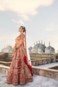 Scarlet Red Royal Heritage Lehenga In Floral And Mugal Motifs With Blouse And Dupatta