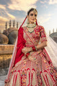 Scarlet Red Royal Heritage Lehenga In Floral And Mugal Motifs With Blouse And Dupatta