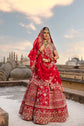 Candy Red Lehenga Choli Set In Raw Silk With Resham, Zari, Zardozi And Sequin Work