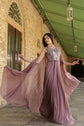 Dark Mauve Embellished Long Gown With Shrug