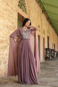 Dark Mauve Embellished Long Gown With Shrug