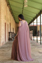 Dark Mauve Embellished Long Gown With Shrug