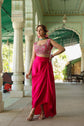 Magenta Pink Zardozi Work Crop Top With Skirt And Shrug