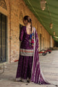 Violet Kurta With Palazzo And Dupatta Having Embellishment