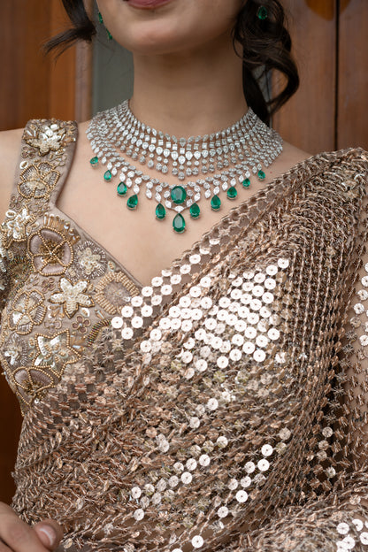 Gold Saree with All-Over Sequin Embellishments