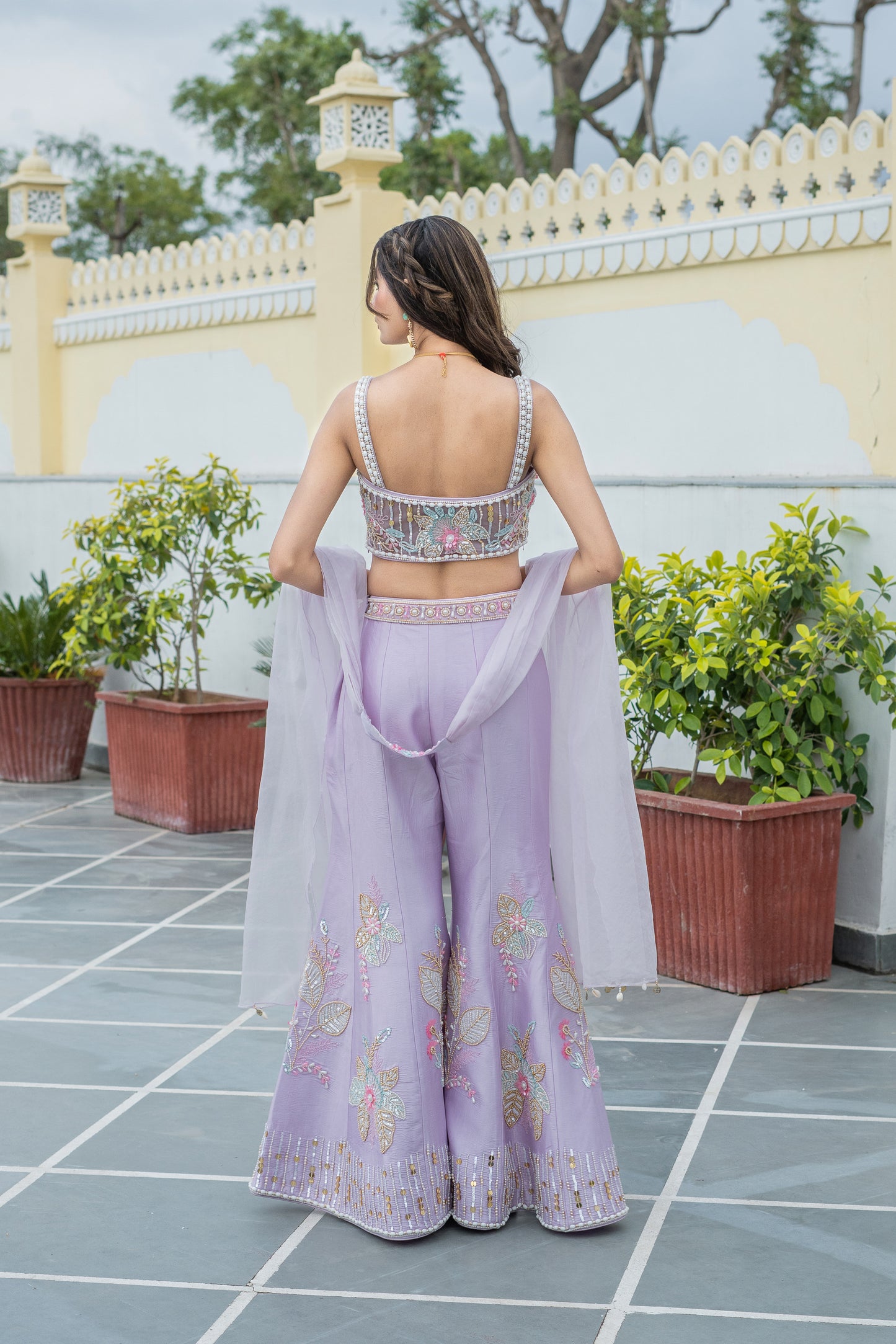 Lavender Embellished Sharara Suit Set