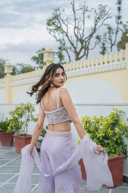 Lavender Embellished Sharara Suit Set