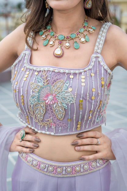 Lavender Embellished Sharara Suit Set